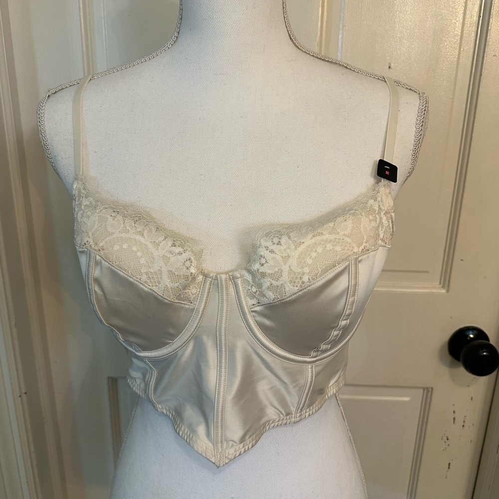La Senza NWT Ivory Bustier Corset Satin Laceβ Size Medium